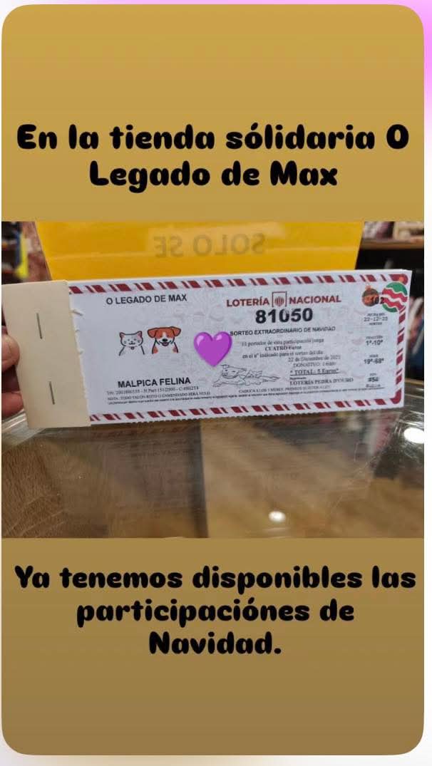 Participacións de Lotería de Nadal de O Legado de Max